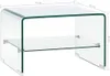 A transparent glass coffee table with dimensions indicated by text overlays. Anteprima dell’immagine prodotto