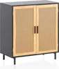 FineBuy Credenza 80x86,5x40 cm Cassettiera nera con vimini Anteprima dell’immagine prodotto 5