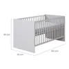 A white crib with dimensions indicated by dashed lines and measurements. Produktbild-Vorschau