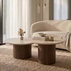 Couchtisch 2er-Set rund ESME - Tischplatte Travertin-Optik Produktbild-Vorschau 8