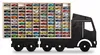 Modellauto-Regal für 80 Autos 1:64 – Wandregal & Setzkasten für Spielzeugautos, Lkw-Motiv, Schwarz, Birken-Sperrholz – Detailansicht der Fächer Produktbild-Vorschau