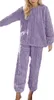 Damen Kuscheliger Fleece Pyjama Set in Rosa, Langarm Produktbild-Vorschau 3