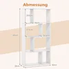 A diagram showing the dimensions of a white bookshelf. Podgląd zdjęcia produktu