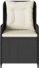 A close-up front view of a black rattan garden chair with cream cushions. Produktbild-Vorschau