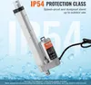 A linear actuator with water droplets on it, set against a blue background with large 'IP54' text. Náhled obrázku produktu