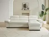 Ecksofa Leder mit Schlaffunktion - Ecke Rechts - Weiß - Produktbild-Vorschau 3