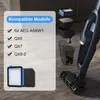 A vacuum cleaner and its parts shown with a compatibility list. Produktbild-Vorschau