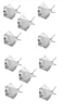 A collection of white respiratory masks arranged in a grid pattern against a white background. Produktbild-Vorschau