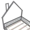 A close-up view of the headboard and side rails of a grey wooden house bed frame. Anteprima dell’immagine prodotto