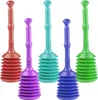 Five plungers of different colors arranged in a row. Produktbild-Vorschau