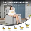 A woman sits in a recliner chair, with diagrams below showing different positions for various activities. Voir les images du produit