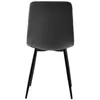 A rear view of a single gray upholstered chair with black metal legs, isolated on a white background. Podgląd zdjęcia produktu