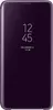 A purple Samsung Galaxy S9 flip case with the time and date displayed on the screen. Produktbild-Vorschau