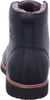 The back view of a black leather boot with a fur lining. Produktbild-Vorschau