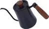 A black gooseneck kettle with a wooden lid and handle, shown against a white background. Podgląd zdjęcia produktu