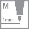 A graphic illustration showing the tip of a pen and indicating the line width. Produktbild-Vorschau