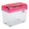 A mini paper shredder with a pink top and a clear plastic bin. Náhled obrázku produktu
