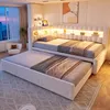 Cama tapizada Merax, sofá cama de 90x190 cm con iluminación Vista previa de la imagen del producto 5