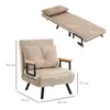 A beige sofa bed is shown in two configurations: as a chair and as a bed, with dimensions indicated by text overlays. Náhľad obrázku produktu