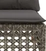 A close-up view of the woven rattan base and grey cushions of an outdoor sofa. Produktbild-Vorschau