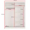 Kleiderschrank zum Schlafzimmer für Kleidung mit Spiegel, Höhe: 200cm, Breite: 150 cm, Weiß Produktbild-Vorschau