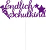 Oblique Unique Endlich Schulkind Torten Topper Glitzernd Produktbild-Vorschau 1