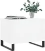 A white square coffee table with black legs, topped with an open book and a vase of green leaves. Anteprima dell’immagine prodotto