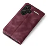 A burgundy flip case for a smartphone is shown from a diagonal top-down perspective against a white background. Produktbild-Vorschau