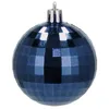 A single dark blue Christmas ornament with a faceted surface and a silver cap is shown against a white background. Podgląd zdjęcia produktu