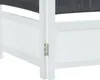 A close-up view of a white room divider with a dark gray fabric top and a woven cane panel. Náhľad obrázku produktu