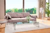 A living room scene with a sofa, coffee table, and a standing fan. Produktbild-Vorschau