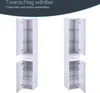 Two identical white cabinets are shown side-by-side against a white background. The cabinets have glass shelves and drawers, and their doors are open. Produktbild-Vorschau