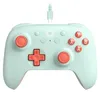 A mint green wired game controller with coral accents and a USB-C connector is shown against a white background. Produktbild-Vorschau