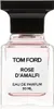 A clear, professional studio shot of a Tom Ford Rose D'Amalfi Eau de Parfum bottle against a white background. Voir les images du produit