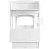 A white bunk bed with a fold-out desk and shelving is shown from the front. Náhled obrázku produktu