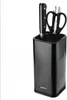 A black knife block with a knife and scissors inserted. Voir les images du produit
