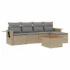 Design 6-tlg. Garten-Sofagarnitur mit Kissen Beige Poly Produktbild-Vorschau 2