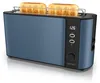 A blue Arendo toaster with two slices of toast inside, shown from a slightly angled front view on a white background. Produktbild-Vorschau