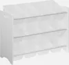 A white storage shelf with 12 clear bins, shown from a front-facing diagonal angle. Produktbild-Vorschau