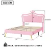 A diagram of a pink bed frame with dimensions indicated. Produktbild-Vorschau