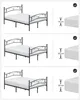 Three different bed frames with mattresses are shown, each with a different height measurement indicated. Podgląd zdjęcia produktu