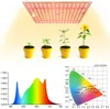 A grow light illuminating plants in pots, with accompanying light spectrum and color temperature charts. Náhľad obrázku produktu