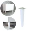 A collage of images showing a white cabinet with white legs and a single white furniture leg with a mounting plate. Produktbild-Vorschau