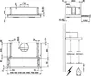 Technical drawing with measurements for a kitchen appliance, likely a cooker hood. Náhled obrázku produktu
