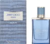 A bottle of Jimmy Choo Man Aqua Eau de Toilette and its packaging are displayed side-by-side against a white background. Anteprima dell’immagine prodotto