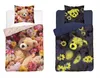 Two bedding sets featuring teddy bears and flowers, displayed side-by-side. Produktbild-Vorschau