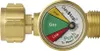 A brass gas pressure gauge with a dial indicating gas levels. Produktbild-Vorschau