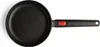 A black frying pan with a black handle and a red button is shown from a top-down perspective against a white background. Produktbild-Vorschau