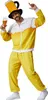 A man wearing a beer-themed costume, holding a glass of beer. Produktbild-Vorschau