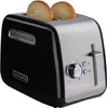 A black and silver KitchenAid toaster with two slices of bread on a white background. Voir les images du produit